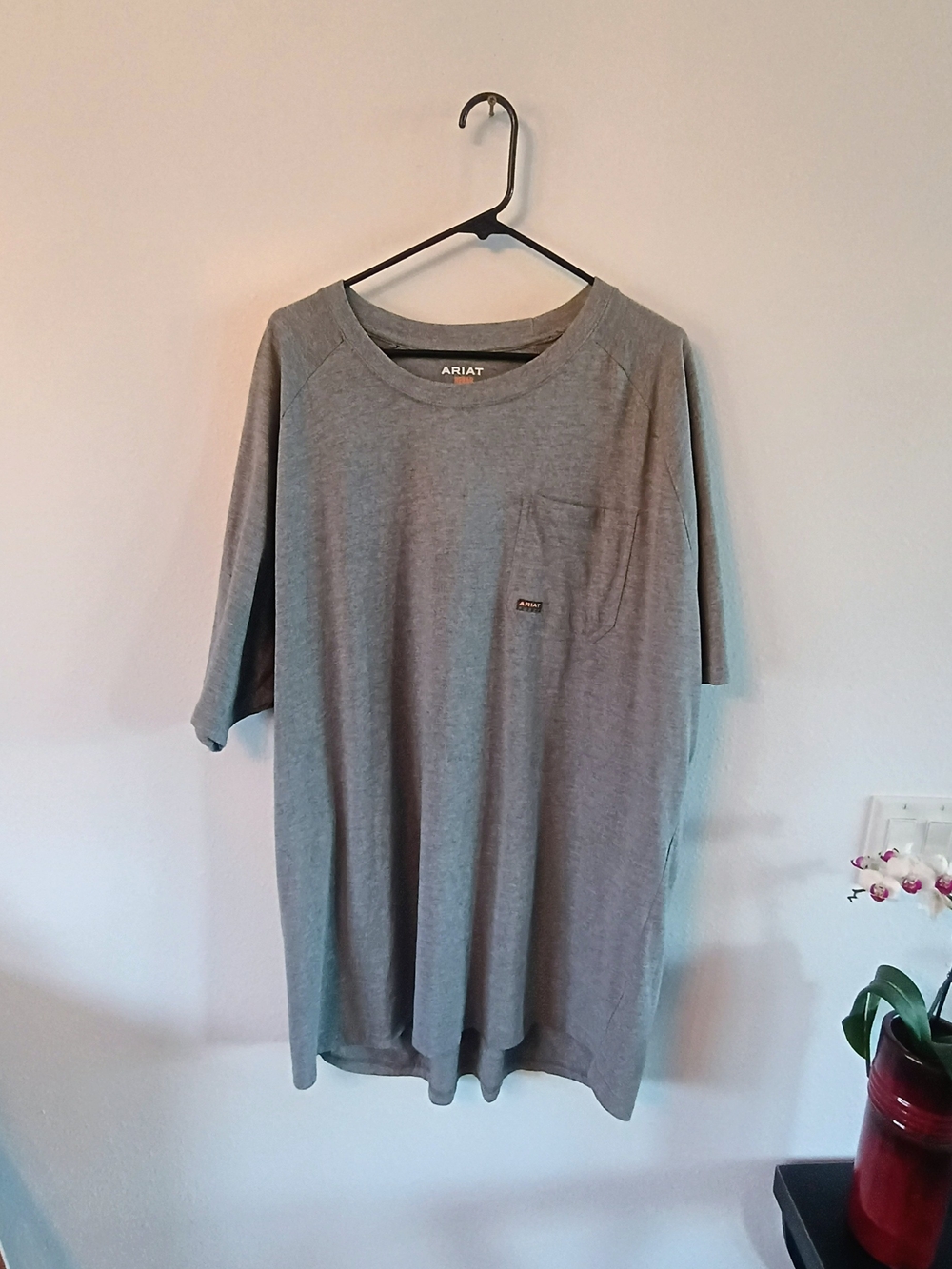 Ariat Rebar 2XL Tall Gray Workwear Pocket Tee Oversized Western Shirt